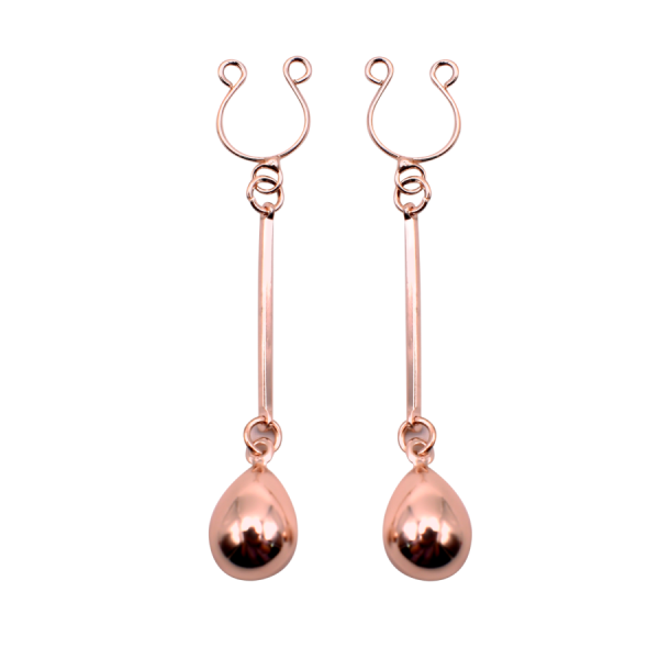 Bijou pince téton, forme perle doré rose 